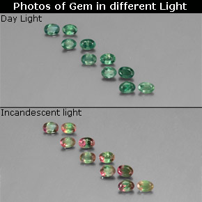 Gemas de Alexandrita Verde/rojo natural de  ct, Corte Óvalo, VS