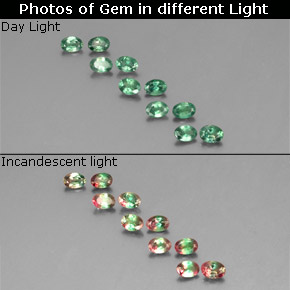 Gemas de Alexandrita Verde/rojo natural de  ct, Corte Óvalo, VS