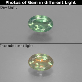 Alexandrita Verde/rojo natural de 0.46 ct, Corte Óvalo, VS