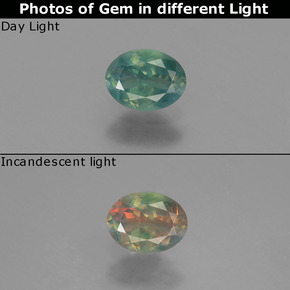 Alejandrita multicolor natural de 0,44 ct, corte óvalo, VS