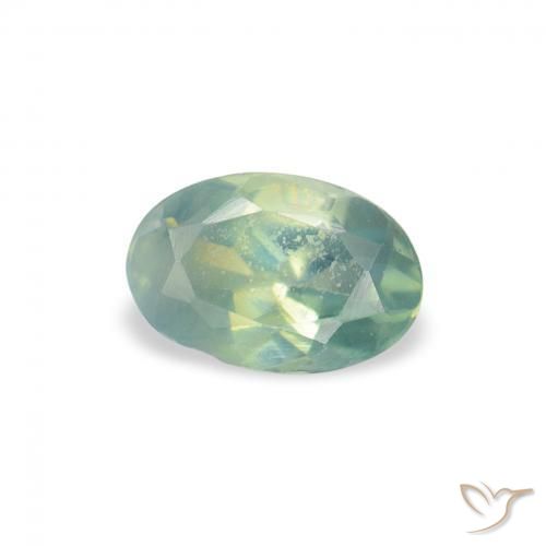 Alexandrita Verde frío natural de 0.08 ct, Ovalada, VVS-VS
