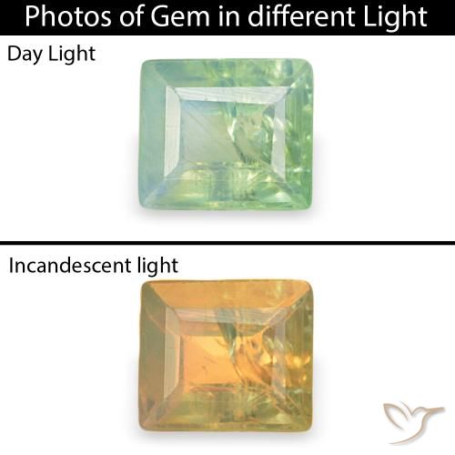 0.15ct Natural Verde amarillo muy claro Alexandrita, Corte Baguette, SI