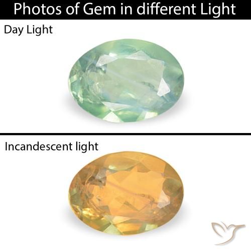 0.07ct Natural Verde amarillo muy claro Alexandrita, Ovalada, VS-SI