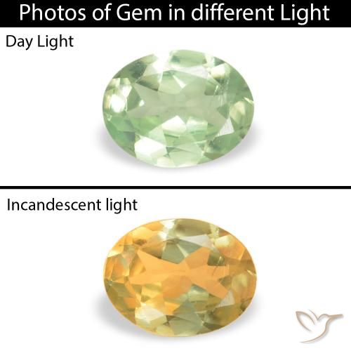 0.17ct Natural Verde amarillo Alexandrita, Ovalada, VS