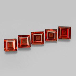 Gemas de granate almandino Roja Anaranjada natural de  ct, Cuadrado, VVS-VS