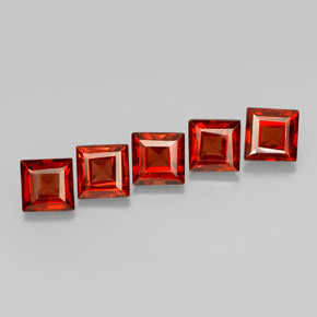 Gemas de granate almandino rojo natural de  ct, cuadrado, VVS-VS