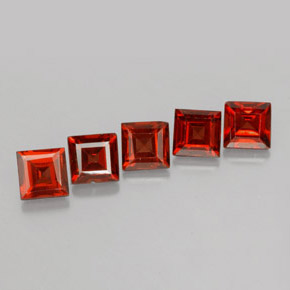 Gemas de granate almandino roja anaranjada natural de  ct, cuadrado, VVS-VS