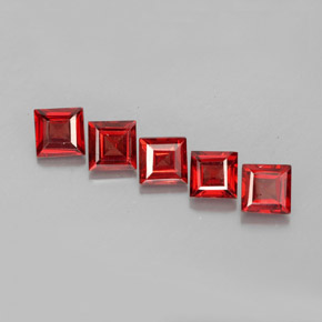 Gemas de granate almandino rojo natural de  ct, cuadrado, VVS-VS