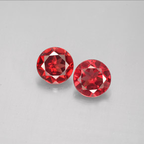 Gemas de granate almandino rojo natural de  ct, corte redondo, VS