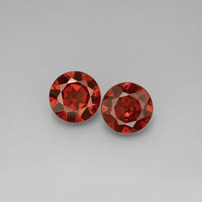 Gemas de granate almandino rojo natural de  ct, corte redondo, VS