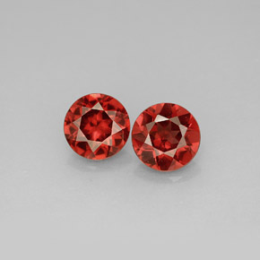 Gemas de granate almandino rojo natural de  ct, corte redondo, VS