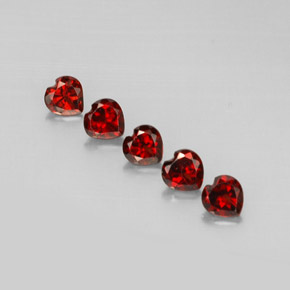 Gemas de granate almandino rojo natural de  ct, forma de corazón, VS