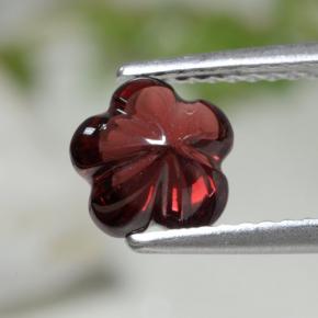 Granate almandino rojo natural de 1,73 ct, corte flor, translúcido