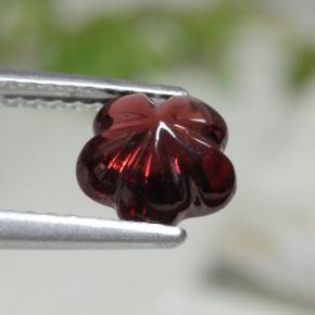 Granate almandino rojo natural de 1,73 ct, corte flor, translúcido