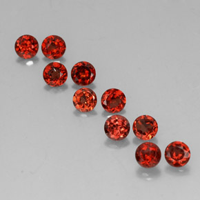 Gemas de granate almandino rojo natural de  ct, corte redondo, VVS-VS