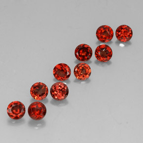 Gemas de granate almandino rojo natural de  ct, corte redondo, VVS-VS