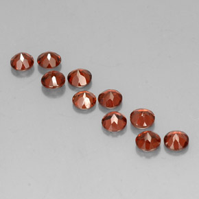 Gemas de granate almandino rojo natural de  ct, corte redondo, VVS-VS
