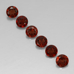 Gemas de granate almandino rojo natural de  ct, corte redondo, VVS-VS