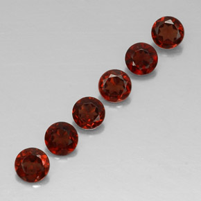 Gemas de granate almandino rojo natural de  ct, corte redondo, VVS-VS