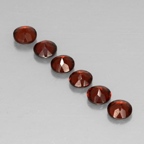 Gemas de granate almandino rojo natural de  ct, corte redondo, VVS-VS