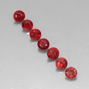 Gemas de granate almandino rojo natural de  ct, corte redondo, VVS-VS