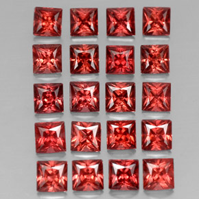 Gemas de granate almandino rojo natural de  ct, cuadrado, VVS-VS