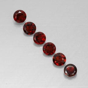 Gemas de granate almandino rojo natural de  ct, corte redondo, VVS-VS