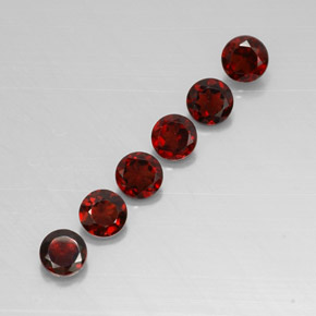 Gemas de granate almandino rojo natural de  ct, corte redondo, VVS-VS