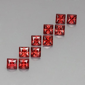 Gemas de granate almandino rojo natural de  ct, cuadrado, VVS-VS