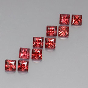 Gemas de granate almandino rojo natural de  ct, cuadrado, VVS-VS