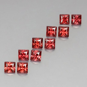 Gemas de granate almandino rojo natural de  ct, cuadrado, VVS-VS