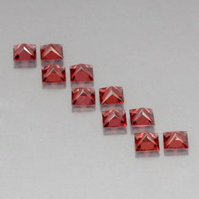 Gemas de granate almandino rojo natural de  ct, cuadrado, VVS-VS