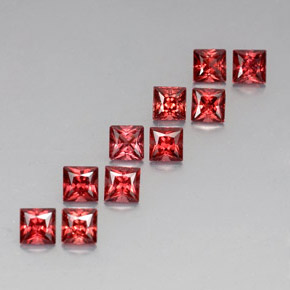 Gemas de granate almandino Roja natural de  ct, Cuadrado, VVS-VS