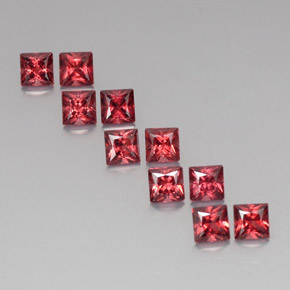 Gemas de granate almandino rojo natural de  ct, cuadrado, VVS-VS