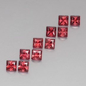 Gemas de granate almandino rojo natural de  ct, cuadrado, VVS-VS