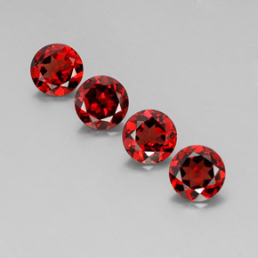 Gemas de granate almandino rojo natural de  ct, corte redondo, VVS-VS