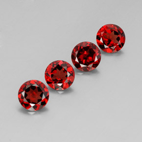 Gemas de granate almandino rojo natural de  ct, corte redondo, VVS-VS