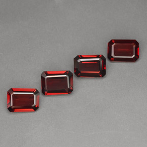 Gemas de granate almandino Rojo oscuro natural de  ct, corte esmeralda, VVS