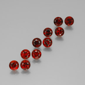 Gemas de granate almandino rojo intenso natural de  ct, corte redondo, VVS-VS