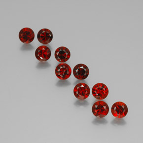 Gemas de granate almandino rojo intenso natural de  ct, corte redondo, VVS-VS