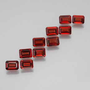 Gemas de granate almandino rojo intenso natural de 10,91 ct, corte esmeralda, VS