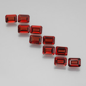 Gemas de granate almandino rojo intenso natural de 10,91 ct, corte esmeralda, VS