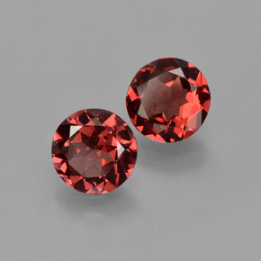 Gemas de granate almandino rojo natural de  ct, corte redondo, VS