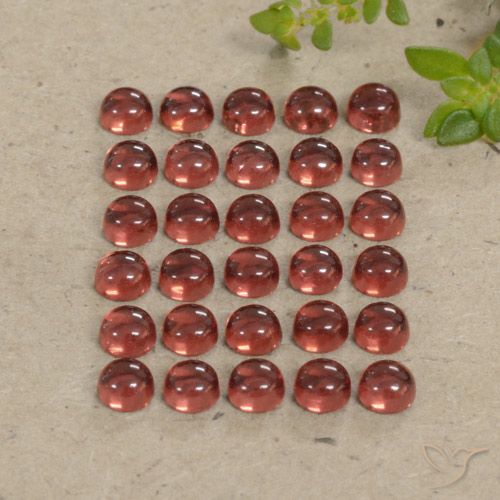 Gemas de granate almandino Rojo rosado oscuro natural de 6.24 ct, Corte Redondo, Transparente