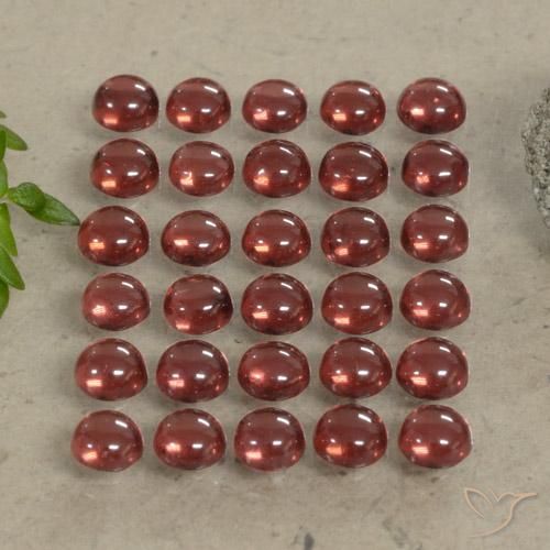 Gemas de Granate almandino Rojo oscuro natural de 5.08 ct, Redondo, Transparente