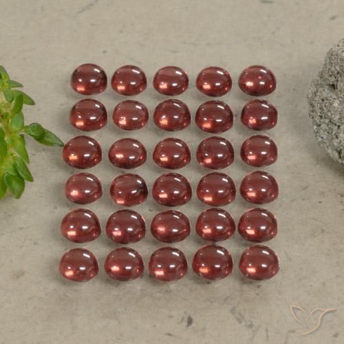 Gemas de Granate almandino Rojo oscuro natural de 5.08 ct, Redondo, Transparente