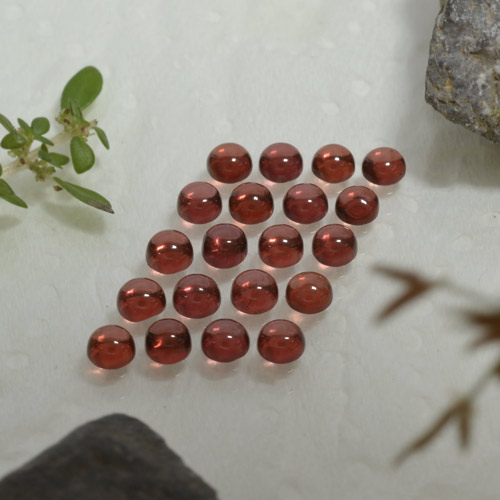 Gemas de granate almandino Rojo vino natural de 4.32 ct, Corte Redondo, Transparente