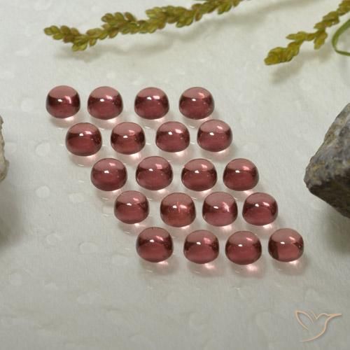 Gemas de Granate almandino Rojo medio natural de 3.97 ct, Redondo, Transparente