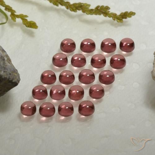 Gemas de Granate almandino Rojo medio natural de 3.97 ct, Redondo, Transparente