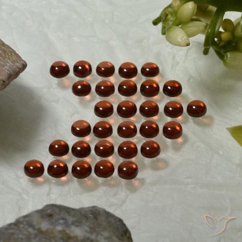 Gemas de Granate almandino Rojo medio natural de 5.00 ct, Redondo, Transparente